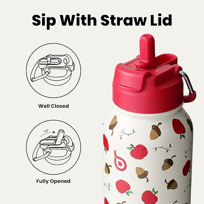 BOTTLE BOTTLE 32oz Insulated Water Bottle Stainless Steel Sport Water Bottle with Straw Dual-use Lid Design for Gym with Pill Box