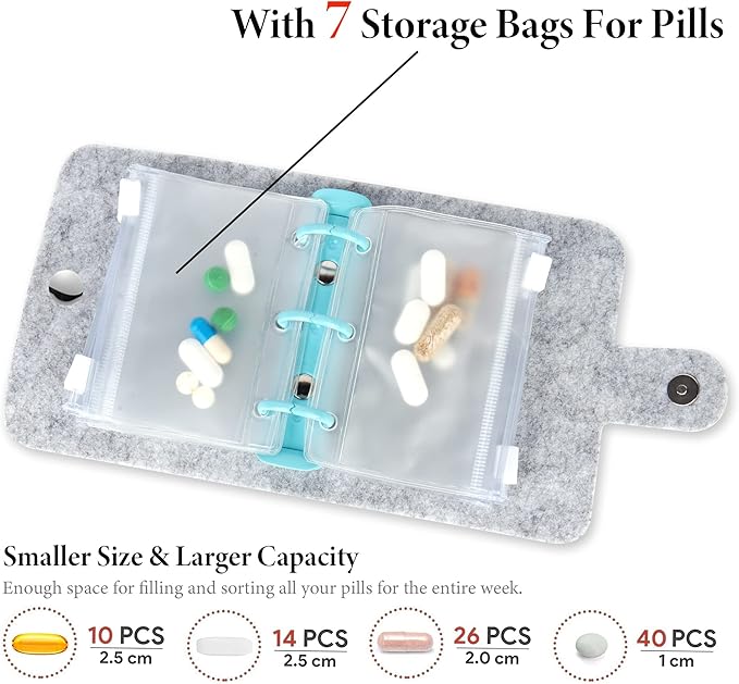 Hennaja Pill Organizer,Pill Pouches Clear Plastic Pill Bags Self Sealing Travel Medicine Organizer Storage (2-Peach Blossom, 2 Pack)