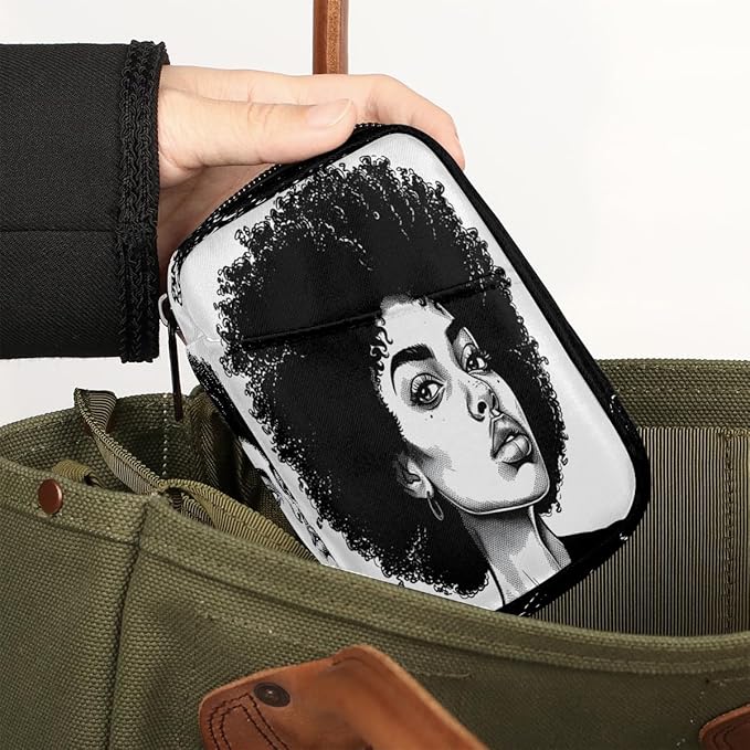 African Curly Hair Art Travel Pill Organizer Box Weekly Portable Pill Case Daily Pills 7 Day Small Birth Control Pills Container Removable Compartments for Medicine Vitamins Fish Oil