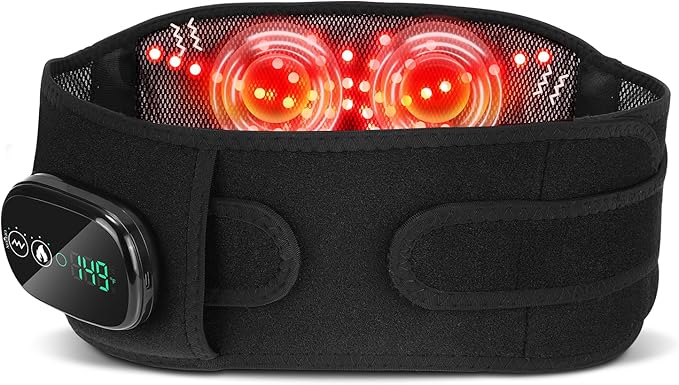 Electric Heating Pad for Back, FSA Eligible HSA, XL Cordless Heated Back Belt Wrap with 3 Heating and 3 Vibration Modes, 5000mAh Battery Operated Lower Back Massager, Heated Pad for Back