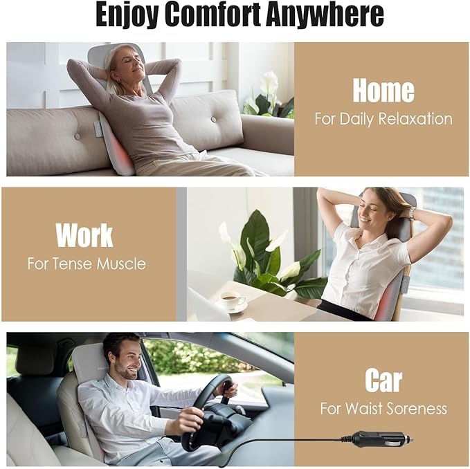 Full Body Electric Massage Mat with Heat, Vibration Back Massage Pad Cushion with Inflatable Head Pillow and Lumbar Pillow, 10 Vibration Motors 3 Timers (28"x14")