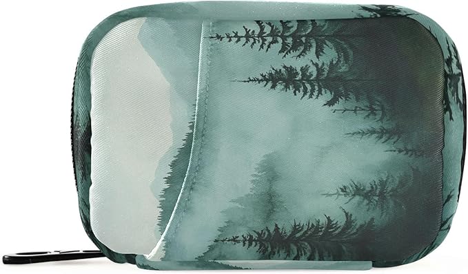 Green Mountains and Pine Trees Travel Pill Organizer Weekly Small (Cute) Pill Box 7 Day Pill Case Vitamin Holder Pill Bottle Organizer