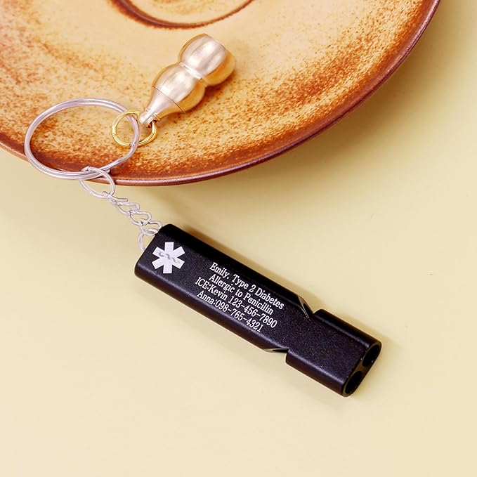 Medical Keychain with Gourd Pill Case – High Pitch Dual Tube Survival Whistle YA6000