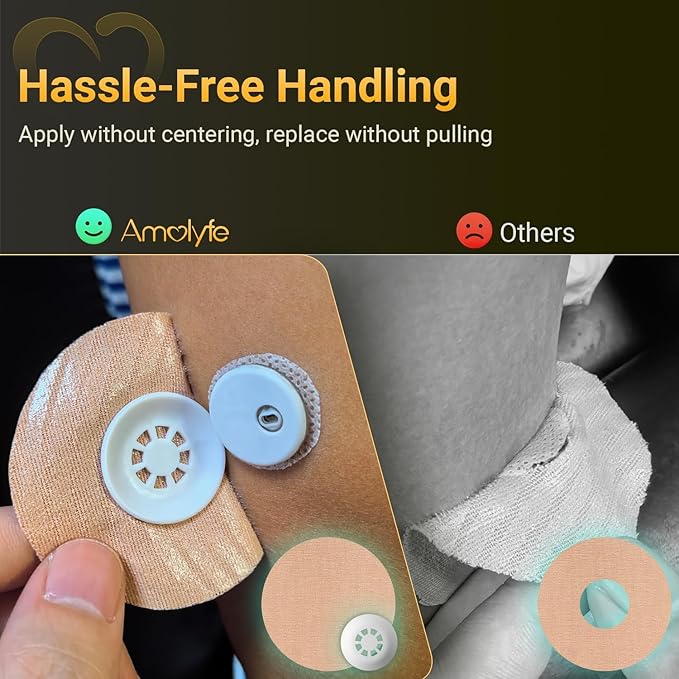 Libre 3 Sensor Covers Waterproof, 20-Pack Amolyfe Freestyle Libre 3 Plus Covers, Bump-Proof with Hard Cap, Waterproof Breathable Medical CGM Adhesive Patches, 14-Day CGM Protection (Tan)