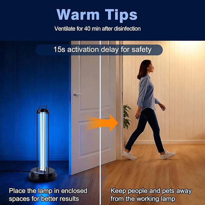 UV Light Sanitizer, 40W Metal Ultraviolet Sanitizer with Ozone, Ultraviolet Light with 3 Speed Timings, Home Disinfection Device, Dust Mites Remover for Room, Kitchen, Hotel, Office