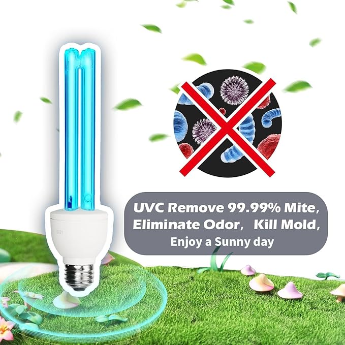 3 Pack 25 Watts UVC Light Bulb Ozone Free, Replacement UV Light Bulb for Bedroom/Bathroom/Closet/Kitchen, 253.7nm Wavelength Covers up to 400sq.ft, E26 Base 110V CTUV-25