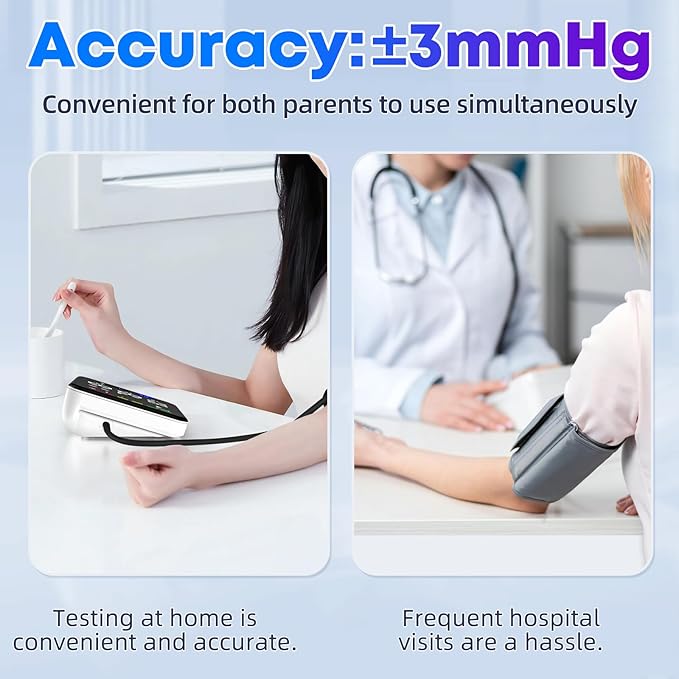 Blood Pressure Monitor Upper Arm Blood Pressure Monitors for Home Use with Bp Cuff, Large Screen Rechargeable Bp Machine, 2x120 Memory, Voice Broadcast, Built-in Lithium Battery