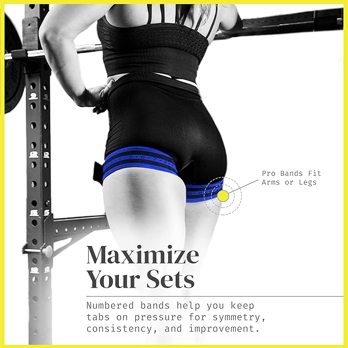 PRO Blood Flow Restriction Bands for Arms, Legs & Glutes Occlusion Training, Help Gain Muscle Without Heavy Weight Lifting, Quick-Release Strong Elastic Strap for Men & Women