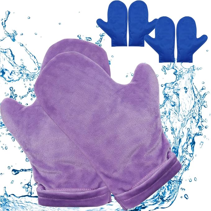 Hot & Cold Hand Therapy Gloves | Ice & Heat Therapy Pain Relieving Mittens | Microwavable & Freezable, Arthritis & Carpal Tunnel Relief (Purple)