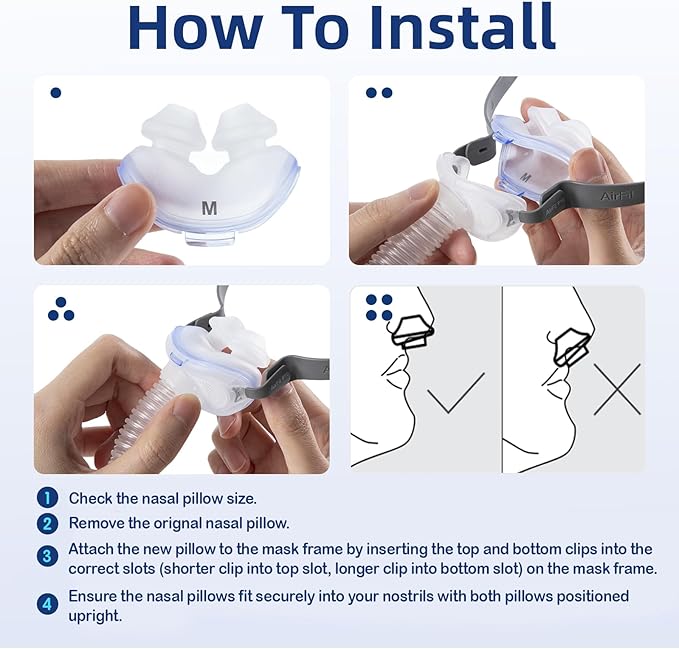 3 Packs Replacement Nasal Pillow Cushion for ResMed AirFit P10, Compatible with Original Airfit P10 Frame, Replacement Silicone CPAP Supplies, Reliable Seal & Lighter Weight, Medium
