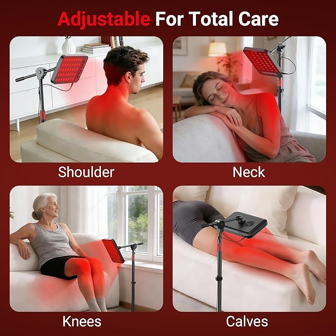 Comfytemp 55W Red Light Therapy for Face & Body, 143mW/cm² at 6 in Powerful Near Infrared Light Therapy Lamp, 660nm & 850nm LED Light Panel with Adjustable Stand Home Use, Gifts for Women Men Mom Dad