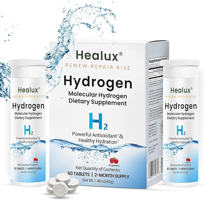 Hydrogen Water Tablets 12 PPM – Molecular H₂ Tablets with Magnesium | H2 TAB Antioxidant Support for Energy, Cellular Health, Recovery & Cognitive Function, 60 Count, Raspberry