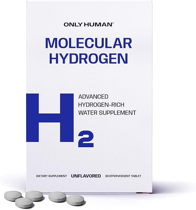 H2 Molecular Hydrogen Water Tablets with Magnesium | 12PPM Hydrogen Tablets for Drinking Water | Unflavored Dietary Supplement | Gluten, Sugar & Soy Free | Made in The USA | 30 Tabs | Only Human
