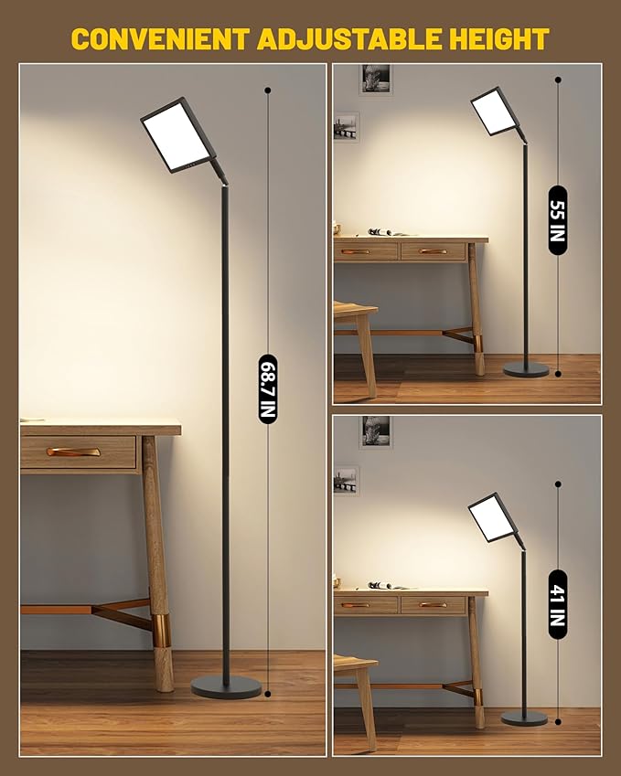 Sunlight Lamp, 12000 Lux Full Spectum Natural Light Lamp for Home/Office/Morning Routine, 4 in 1 Mount, 5 Mode Adjustable 10 Brightess Levels, 5 Color Modes,Timer, Memory