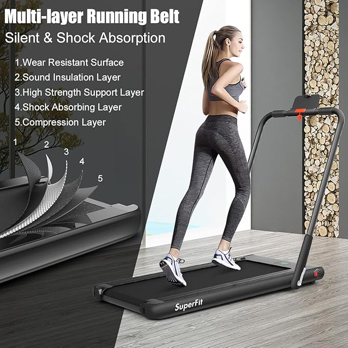 GYMAX Walking Pad, Foldable Under Desk Treadmill with LED Monitor, Remote Control, Smart App Control, Folding Portable Desk Treadmill for Office Standing Desk, Home Office Treadmill