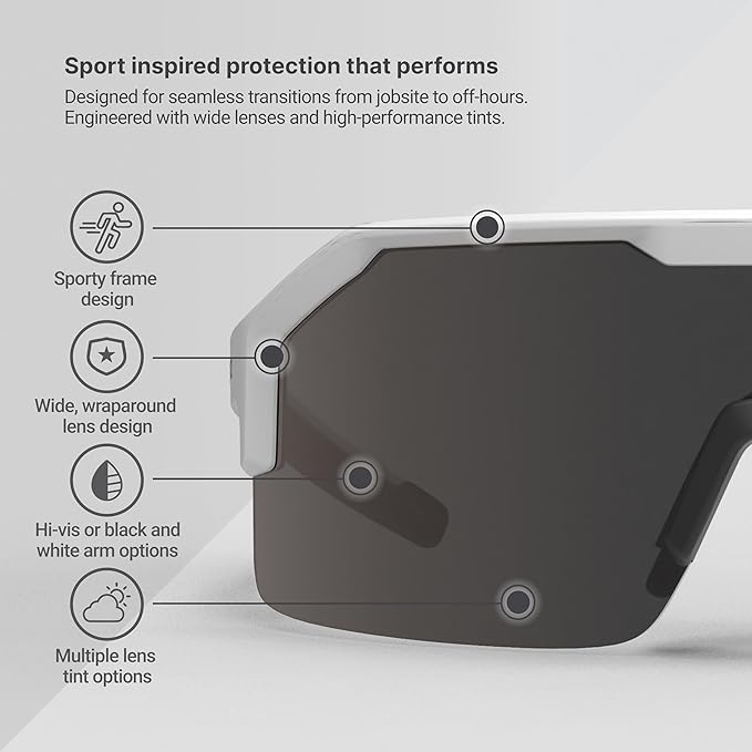 HexArmor Shockwave Safety Work Glasses | ANSI Z87+, 100% UV Protection, Anti-Fog or Scratch Resistant, Polarized