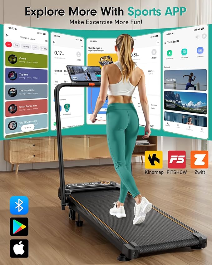 Foldable Treadmill with 10% Incline, 3.5HP Low Noise Walking Pad Treadmill with Handle Bar, Rayspace 4 in 1 Portable Under Desk Treadmills for Home/Office, 350 Lbs Capacity, APP & Remote Control