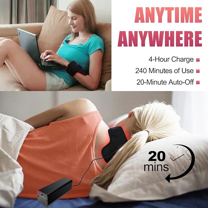 Red Light Therapy for Neck & Wrist, Rechargeable 5000mAh Battery Infrared Red Light Therapy Belt for Body, Portable Near Infrared Neck Wrap for Home and Office
