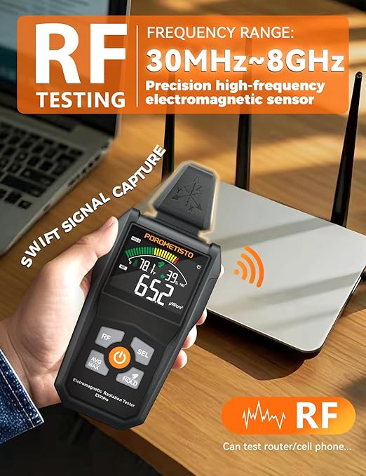 EMF Meter Radiation Detector, ET01Pro EMF Detector, 5-in-1 Electromagnetic Field & Radio Frequency Detector for Home Use & Office EMF Inspections,Ghost Hunting Equipment