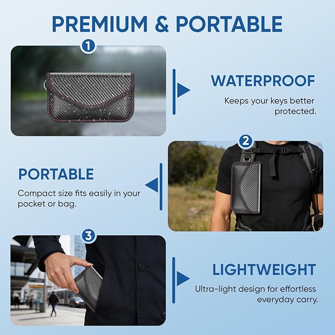 TICONN 2PK Faraday Bags for Car Keys Fob, 7.75"X4.25" Faraday Cage Protector, Car RFID Signal Blocking, Anti-Theft Pouch Anti-Hacking Case Blocker (Black, L)