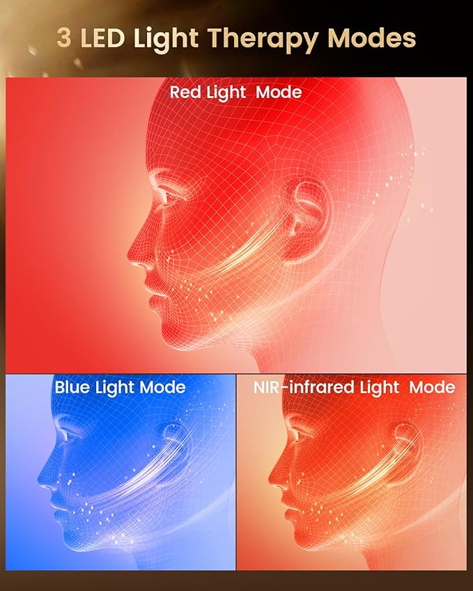 Red Light Therapy for Face LED Mask with 3 Light Modes, Portable Rechargeable Device, 850nm Infrared, Lightweight & Comfortable with Remote Control and Timer, Equipped with 280 LED Lights
