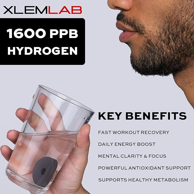 XLEMLAB Hydrogen Water Tablets,Molecular Hydrogen Tablets for Drinking Water,1600PPB H2 Rich for Post-Workout Recovery Antioxidant Anti-Aging, 6 Packs, 60 Days Supply