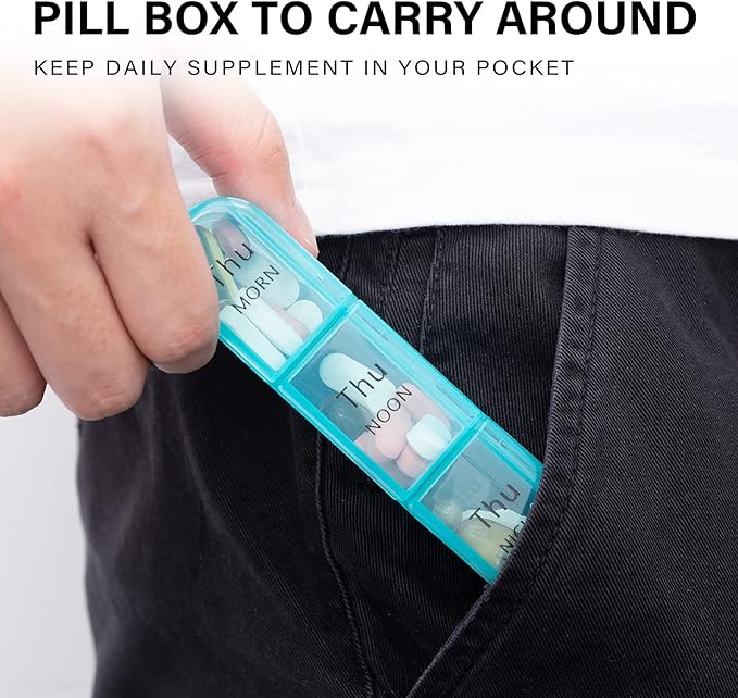 Daviky Pill Organizer 3 Times a Day, Weekly Pill Box 7 Day, Daily Medicine Organizer Case to Hold Vitamins and Medication