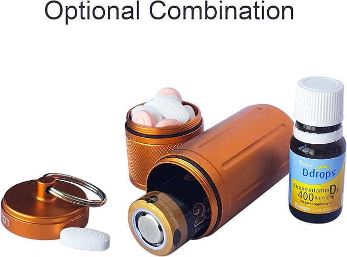 Two-Layer Pill Organizer, Waterproof Pill Container, Pill Holder can Store Pills Anything Sizes, Vitamins, Cod Liver Oil, Supplements and Medication, Rv products, Size:1.6 x 1.6 x 4.4 in(Orange)