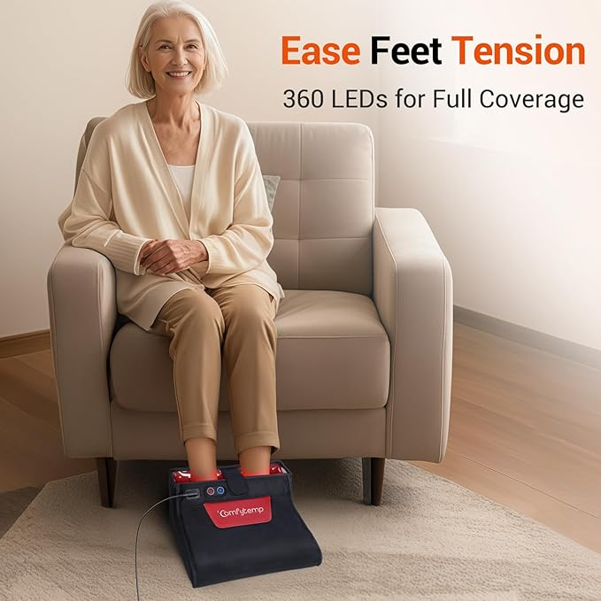 Comfytemp Red Light Therapy for Feet, 360 LEDs 43W Near Infrared Light Therapy Boot, 3D Wearable Feet Wrap for Ankle Heel Sole Plantar Joint Muscle, 660nm & 850nm, Up to Foot Size 12