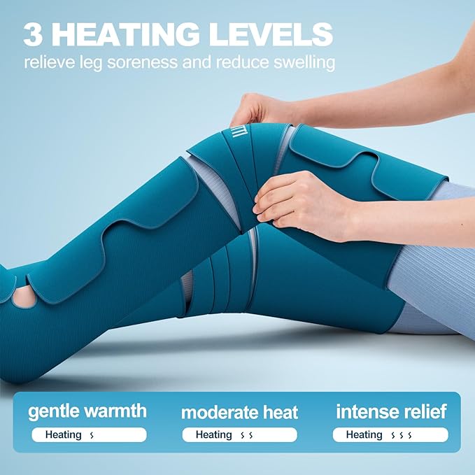 Professional Air Compression Leg Massager with Heat - Mothers Day Gifts for Mom, Wife, Women, Fathers Day for Dad, Husband, Men from Daughter or Son - Pain Relief for Foot, Calf, Knee & Thigh