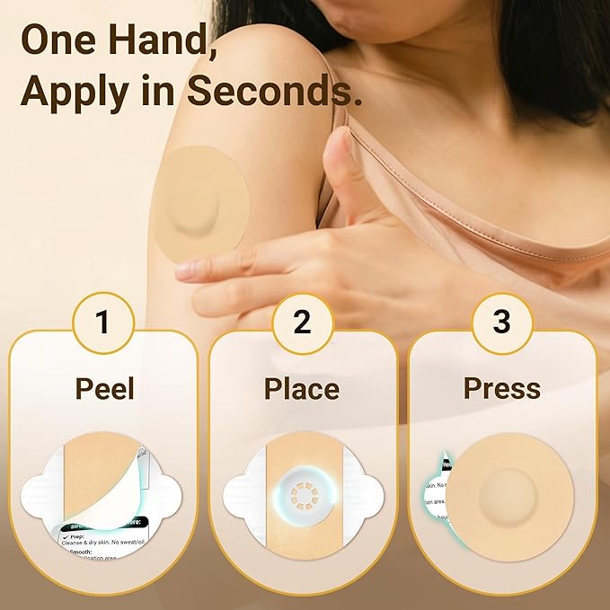 Libre 3 Sensor Covers Waterproof, 20 Pack Freestyle Libre 3 Plus Covers, Bump-Proof with Hard Cap, Waterproof Breathable Medical CGM Adhesive Patches, 14-Day CGM Protection (Beige)