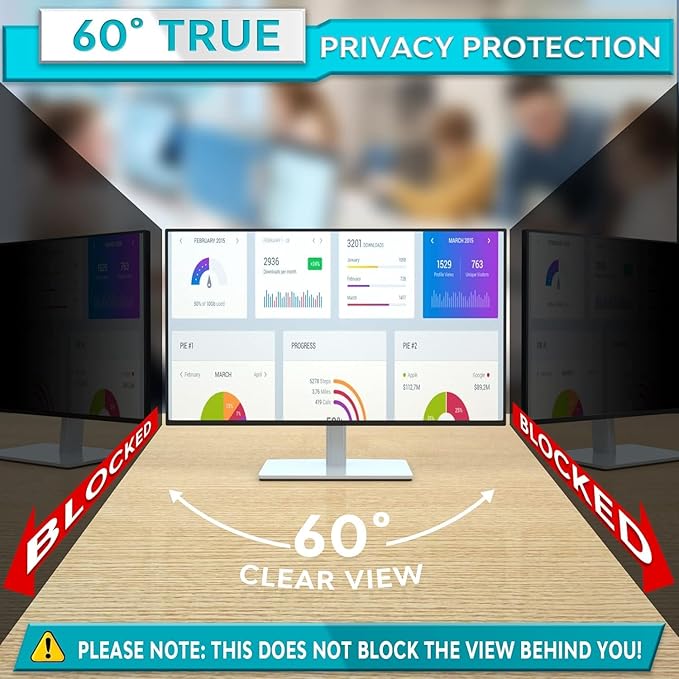 PYS [2024 NEW VERSION] 27 Inch Computer Monitor Privacy Screen,16:9 Aspect Removable Computer Screen Privacy Shield, Matte Finish [9D Full Coverage] [Anti-Blue Light] [Anti-Scratch]