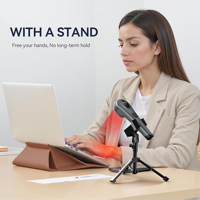 Handheld Red Light Therapy with Stand,Near Infrared Light Therapy Devices for Pain Relief Joint and Muscle Pain for Pets(4 * 808nm+14 * 650nm)