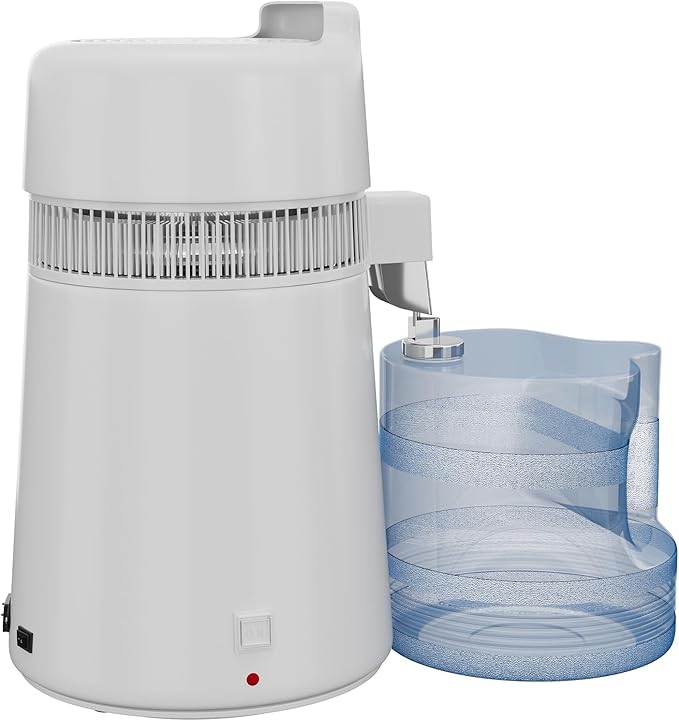 GarveeHome Water Distillers for Home Countertop, 1.5 gal/6 L Stainless Steel Distilled Water Machine with Glass Container, 750W Desktop Drinking Purifier Filter Distilling Kit