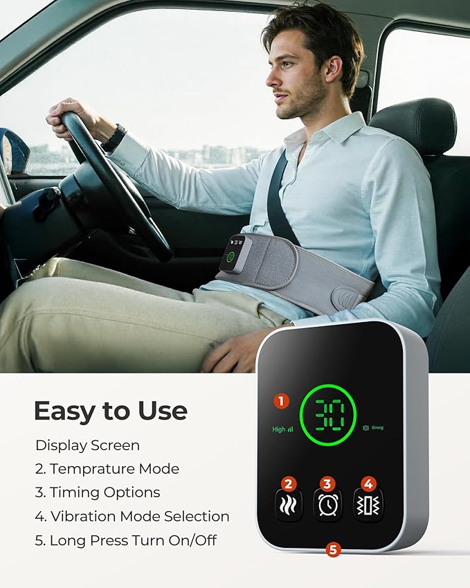 Cordless Heating Massage Pad Customizable Pain Relief with 3 Heat 3 Vibration 3 Timer Settings Wearable and Rechargeable for Back Menstrual Cramps Thoughtful Unisex Gift