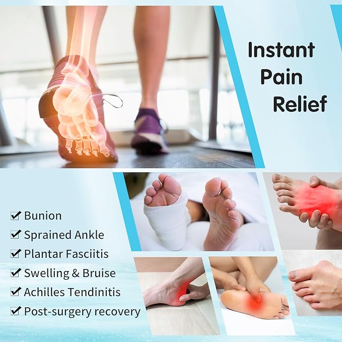 Tolaccea Ankle Foot Ice Pack Wrap for Injuries, Reusable Gel Cold Therapy Sock with Hot & Cold Therapy, Instant Pain Relief for Achilles Tendonitis, Plantar Fasciitis, Foot Heel (Medium (Pack of 2))