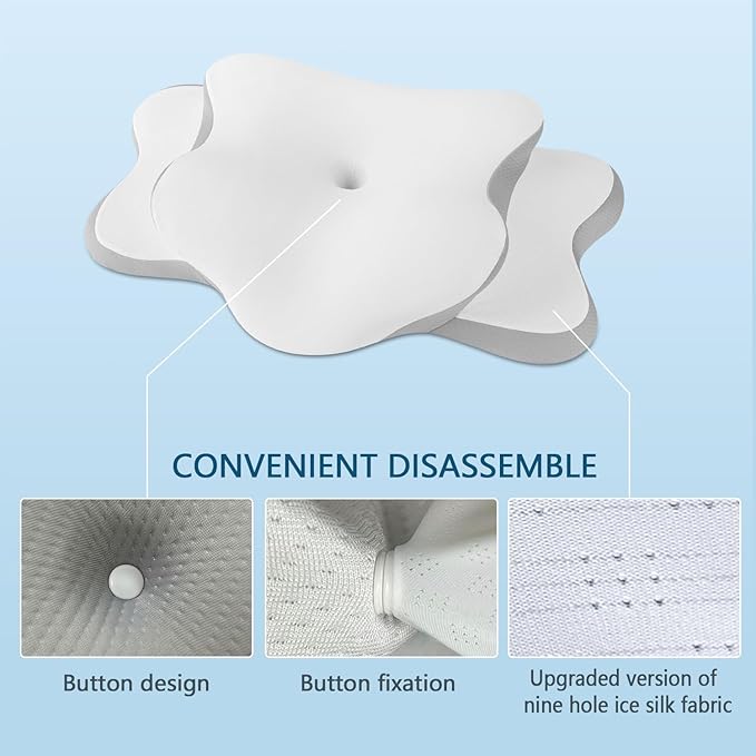 Cervical Neck Pillow for Sleeping | Ergonomic Pillow for Sleep Apnea, Neck Pain, and Snoring Relief | Contour Memory Foam with Ergonomic Support, White