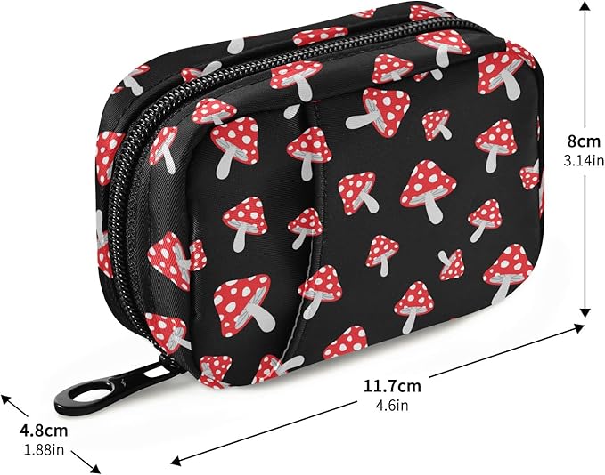 Cute Mushroom Pill Case, Portable Weekly Pill Box Bag Container 7 Days Pill Organizer Vitamin Supplement Holder with Zipper for Travel Family Business