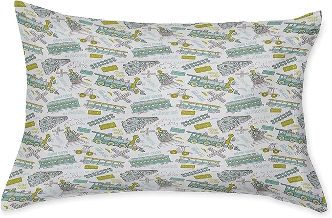 Decorative Bedding Sheet Set Cal-King Size, Steam Engine Deep Pockets Fitted Sheet & 2 Pillow Sham Set, Choo Train Kids Boy Pattern Vintage Print Microfiber 3pc Bed Sheets Set,for Boys & Girls Bedding