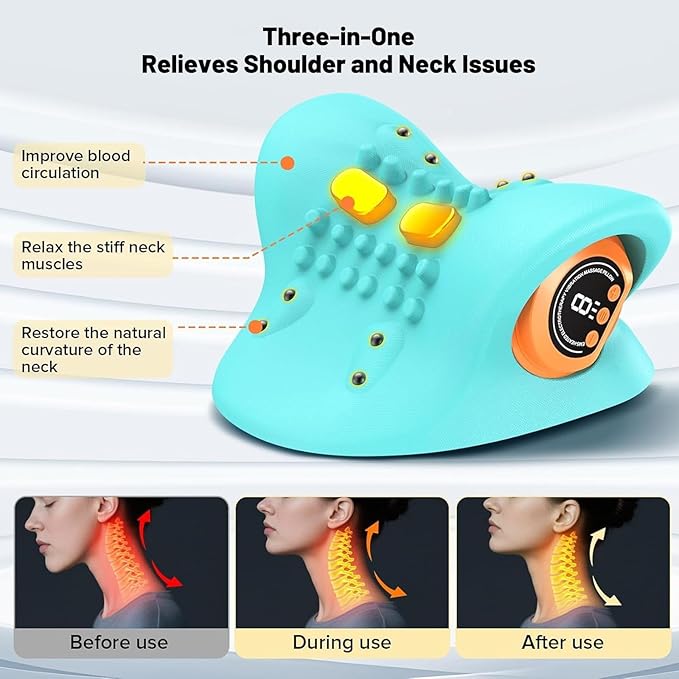 Multifunctional Neck Massager Relieves Neck Fatigue, 6 Massage Intensity Levels and Heating Functionality, an Ideal Gift for Family and Friends