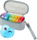 Weekly Pill Organizer 2 Times a Day, Travel Pill Box 7 Day with Large Opening, Pill Case with Handle, Pill Dispenser Medicine Organizer for Vitamins, Fish Oils, Medications, Supplements (Grey, Small)