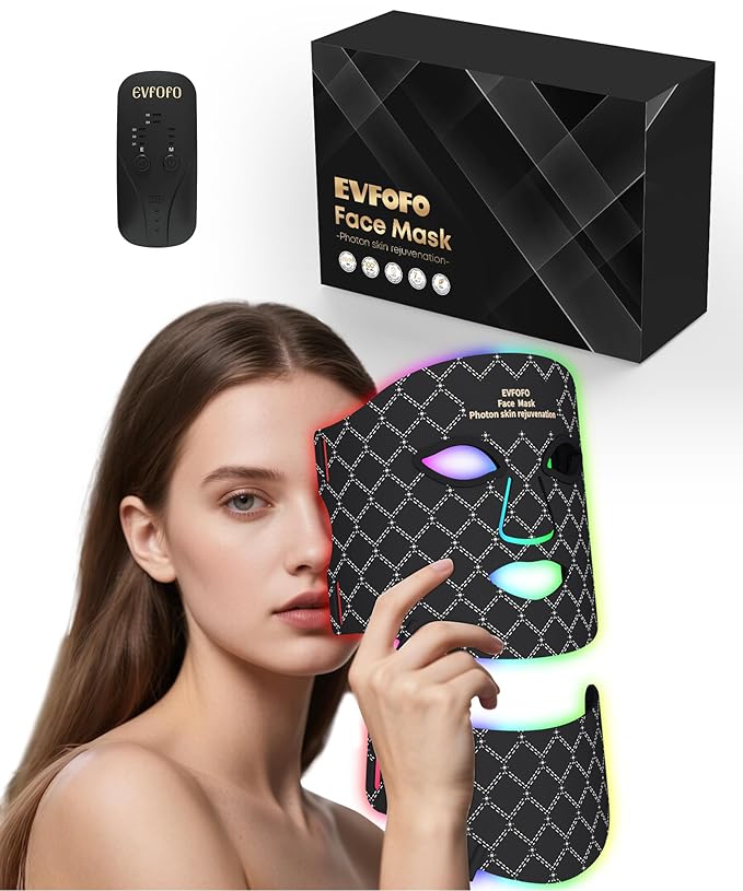Red Light Therapy Mask for Face and Neck, 7-Color LED Face Mask Light Therapy with 850nm NIR -Professional Red Light Therapy for Face, Skin Rejuvenation, Anti-Wrinkle & Firming at Home