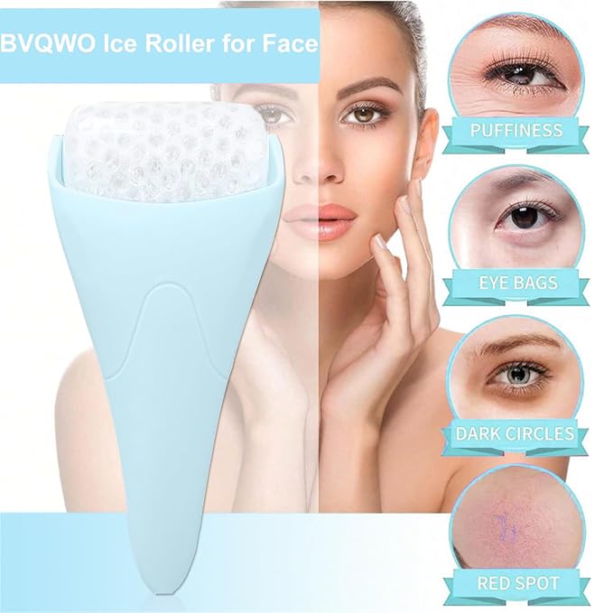 Ice Roller for Face, Face Roller-Cold Massage Stick for Cooling and Calming Puffiness Wrinkles Fine Lines - Skin Care Tools- Self Care Gifts for Women Men (Light Blue)