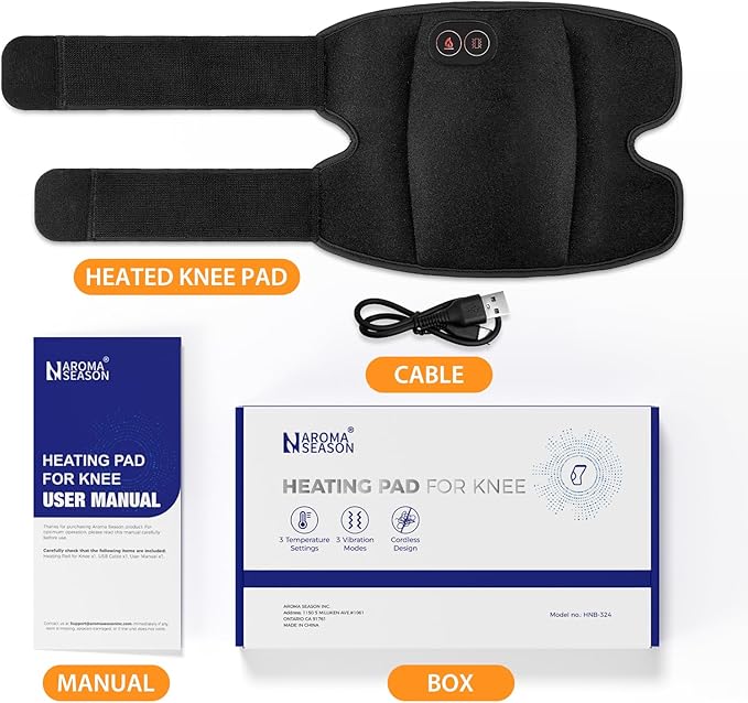 Heated Knee Massager, Cordless Heating Pad for Arthritis, 3 Vibrating & Heating Modes, Heated Knee Brace for Men Women Seniors (S)