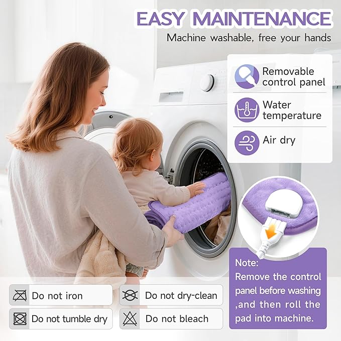Heating Pad for Neck and Shoulders and Back, Electric Heating Pad for Period Cramps with 6 Heating & 4 Timer Setting, Easy Machine Washable, Best Gifts for Parents (17'' x 33'')