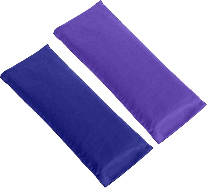 Sunshine Yoga 4-Pack Scented Sateen Eye Pillows, Low-Luster, 9'' x 4'' Flaxseed Weighted Eye Mask for Sleeping, Hot or Cold Therapy for Relaxation, Migraine, and Headache, Assorted