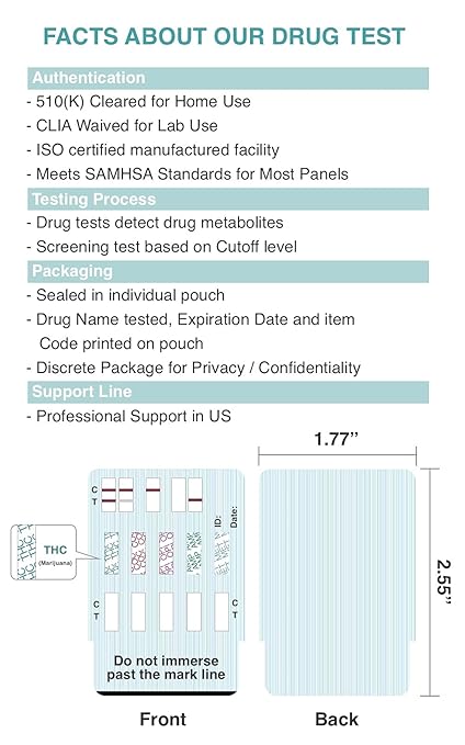 Easy@Home 5 Panel Instant Drug Test Kits - Testing Marijuana (THC), COC, OPI 2000, AMP, MET/mAMP- Urine Dip Drug Testing -#EDOAP-254-15 Pack FSA or HSA Eligible