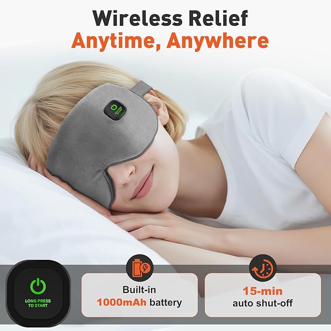 Cordless Eye Heating Pad for Dry Eyes, Heated Eye Mask for Dry Eyes, Heating Eye Mask for Sleep, 3-Level Heatings, 15-Min Timer, Washable Cover, Gift for Women Men, Eye Heating Pad for Travel