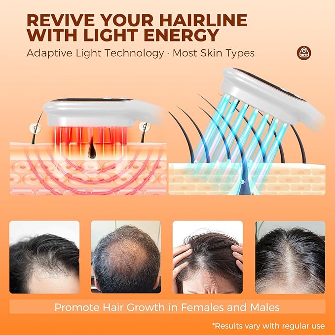 Laser Therapy Hair Growth Comb,Red Light Therapy for Hair Growth Electric Scalp Massager, Promote Hair Regrowth in Women and Men Hair Loss