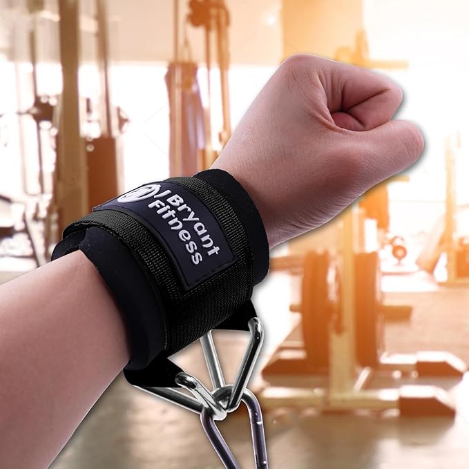 J Bryant Fitness Wrist Cuffs for Cable Machines – Heavy Duty Adjustable Wrist Straps with 7mm Neoprene Padding for Strength Training, Pull Exercises, and Forearm Support